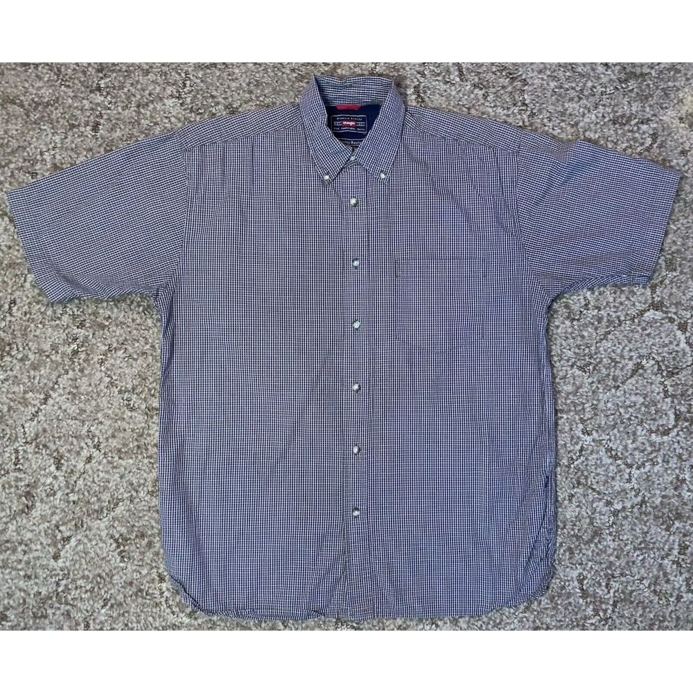 Wrangler Shirt Mens Medium Brown Plaid Wrinkle‎ Resist Short Sleeve Western